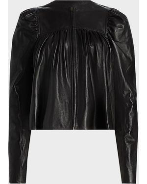 Ulla Johnson Anouk Puff-Sleeve Nappa Leather Jacket - Black