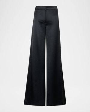 Akris Celeste Wool Silk Wide-Leg Pants - Blue
