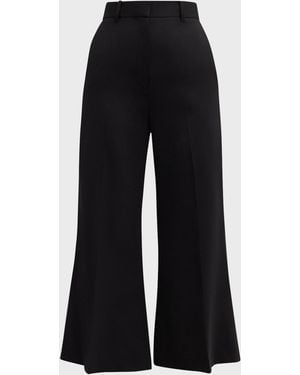 Argent Cropped Wide-Leg Seasonless Wool Pants - Black