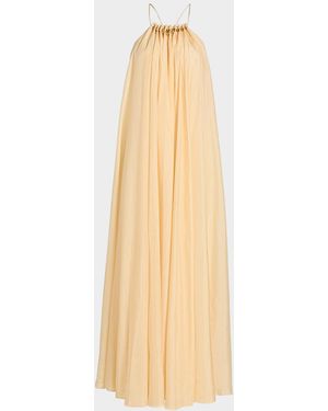 Zimmermann Aster Gathered Bead Silk Maxi Dress - Natural