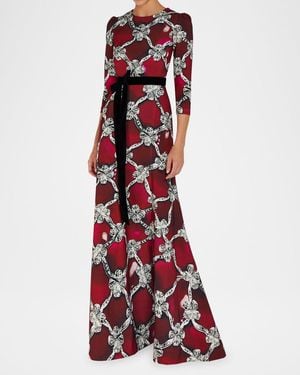 Mary Katrantzou Chantal Plexus Ruby-Print Edda Crepe Gown - Red