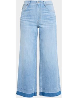 Kobi Halperin Rafaella Washed Denim Wide-Leg Cropped Jeans - Blue