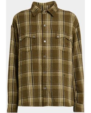 424 Aviano Checked Cotton-Blend Shirt - Green