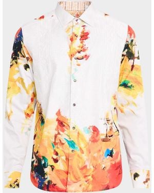 Robert Graham Apos;S Cotton Brushstroke Embroidered Sport Shirt - Multicolor