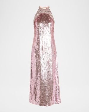 Emanuel Ungaro Elwood Crystal-Embellished Sequin Gown - Pink