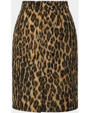 Toccin Noelle Leopard Faux Fur Knee-Length Skirt - Multicolor