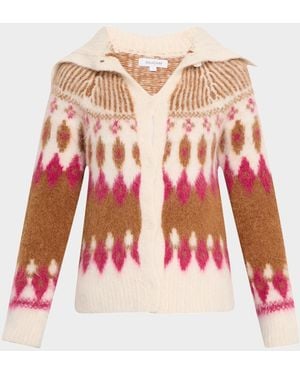 NAADAM Brushed Fair Isle Alpaca-Wool Cardigan - Red