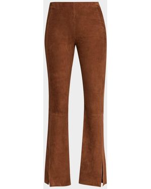 Theory Suede Slit Flare Pants - Brown