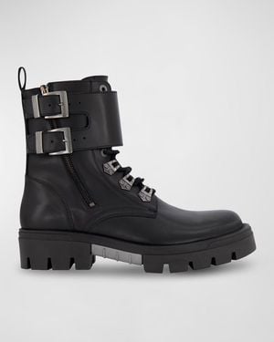 KARL LAGERFELD Apos;S Side Zip Leather Chukka Boots in Brown  display picture 3
