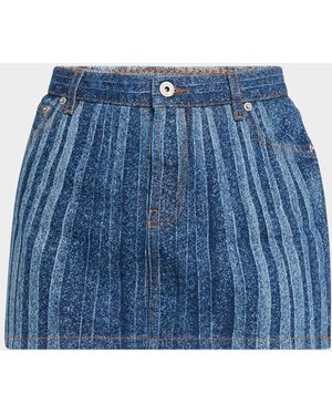 Jean Paul Gaultier Spiral Print Denim Mini Skirt - Blue
