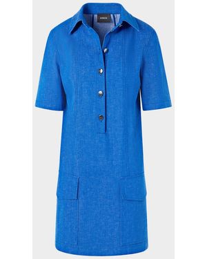 Akris Short-Sleeve Cotton Stretch Denim Mini Polo Dress - Blue