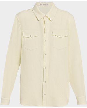 God & apos;s True Cashmere Porcelain Solid Cashmere Flannel Shirt - Natural