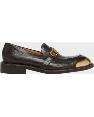 Versace Apos;S Medusa Buckle Calf Leather Loafers - Multicolor