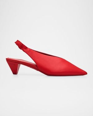 Loewe 45Mm Origami Cubic Leather Slingback Pumps - Red