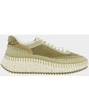 Chloé Nama Suede Stitch Walking Sneakers - Green