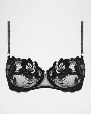 Lise Charmel Cuir Sexy Couture Embroidered Demi Bra - Black