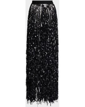 LAPOINTE Sequin Fringed Maxi Pencil Skirt - Black