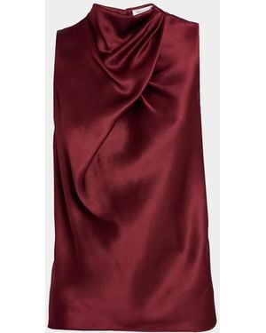 Gabriela Hearst Melina Cowl-Neck Satin Sleeveless Top - Purple
