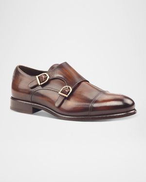 Ike Behar Apos;S Regal Two-Tone Patina Leather Double-Monk Loafers - Brown