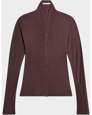 Helmut Lang Long-Sleeve Liquid Jersey Top - Purple