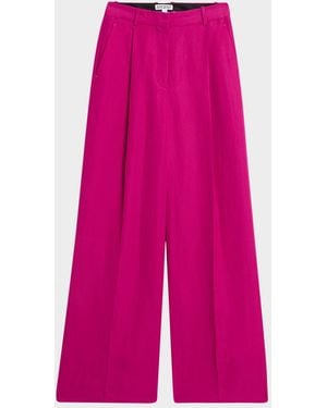Argent Pleated High-Rise Twill Pants - Pink