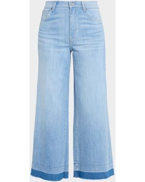 Kobi Halperin Rafaella Washed Denim Wide-Leg Cropped Jeans - Blue