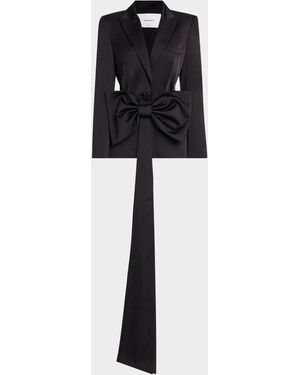 Sans Faff Sloan Satin Blazer With Detachable Bow - Black