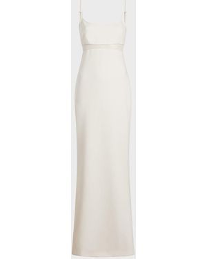 Likely Stefania Sheer-Panel Column Gown - White