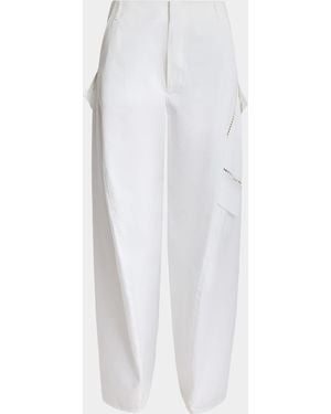Alaïa Lace-Inset Barrel-Leg Cargo Pants - White