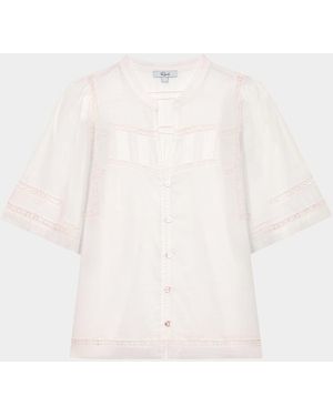 Rails Alanis Lace-Inset Poplin Shirt - Natural
