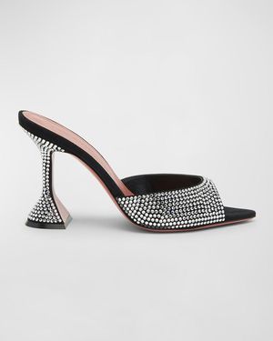 AMINA MUADDI Caroline Crystal Cocktail Mule Sandals - Metallic