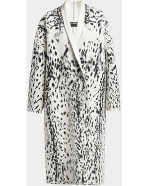 Tom Ford Lynx Jacquard Compact Velvet Viscose Oversized Sculptural Coat - White