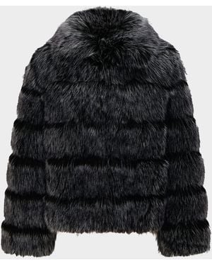 Lyla Grant Fur-Free Quilted Faux Fox Coat - Black