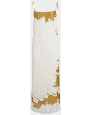 KHAITE Nevis Sleeveless Lace & Satin Backless Maxi Dress - White