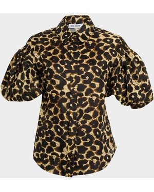 Dice Kayek Print Puff-Sleeve Button-Down Shirt - Multicolor