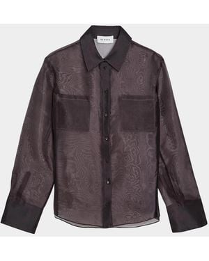 SER.O.YA Estella Sheer Silk Organza Button-Down Shirt - Purple