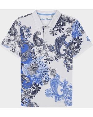 Robert Graham Apos;S Orzell Floral Knit Polo Shirt - Blue
