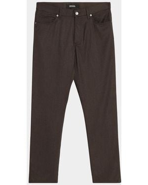 ZEGNA Apos;S Wool Flannel Five-Pocket Pants - Gray