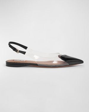 Alaïa Coeur Heart Clear Slingback Ballerina Flats - Metallic