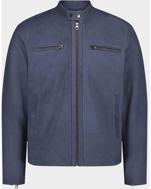 Robert Graham Apos;S Artino Leather Band-Collar Race Jacket - Blue
