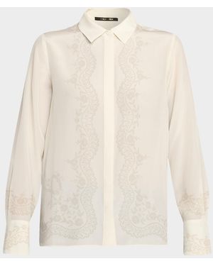 Kobi Halperin Serena Floral-Print Silk Blouse - Natural