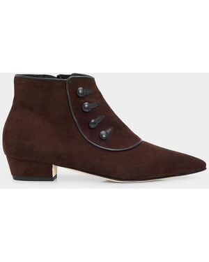 Manolo Blahnik Hironu Suede Ankle Boots - Brown