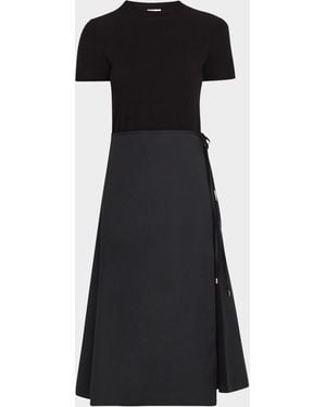 Rosetta Getty Short-Sleeve Apron Wrap T-Shirt Dress - Black