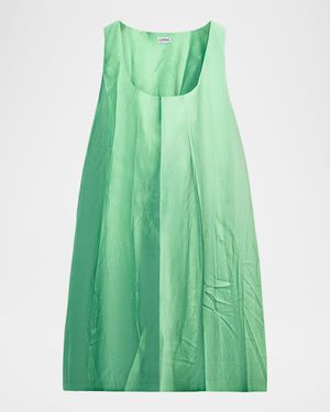 Loewe Gradient-Print Crinkled Cotton Mini Shift Dress - Green