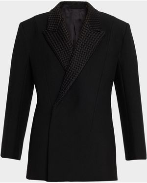 Bottega Veneta Intrecciato Lapels Double-Breasted Jacket - Black