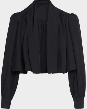 Chloé Open-Front Pleated Crop Blazer - Blue