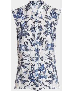 Erdem Floral Jacquard Button-Front Shirt - Blue