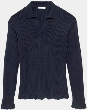 Helmut Lang Apos;S Cotton Raw-Edge Crewneck Sweater - Blue