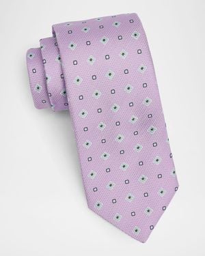 Canali Apos;S Medallion Woven Silk Tie - Purple
