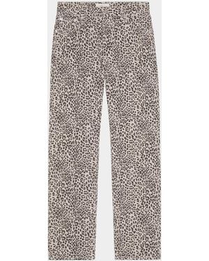 Rails Topanga Cheetah-Print Straight-Leg Jeans - Gray